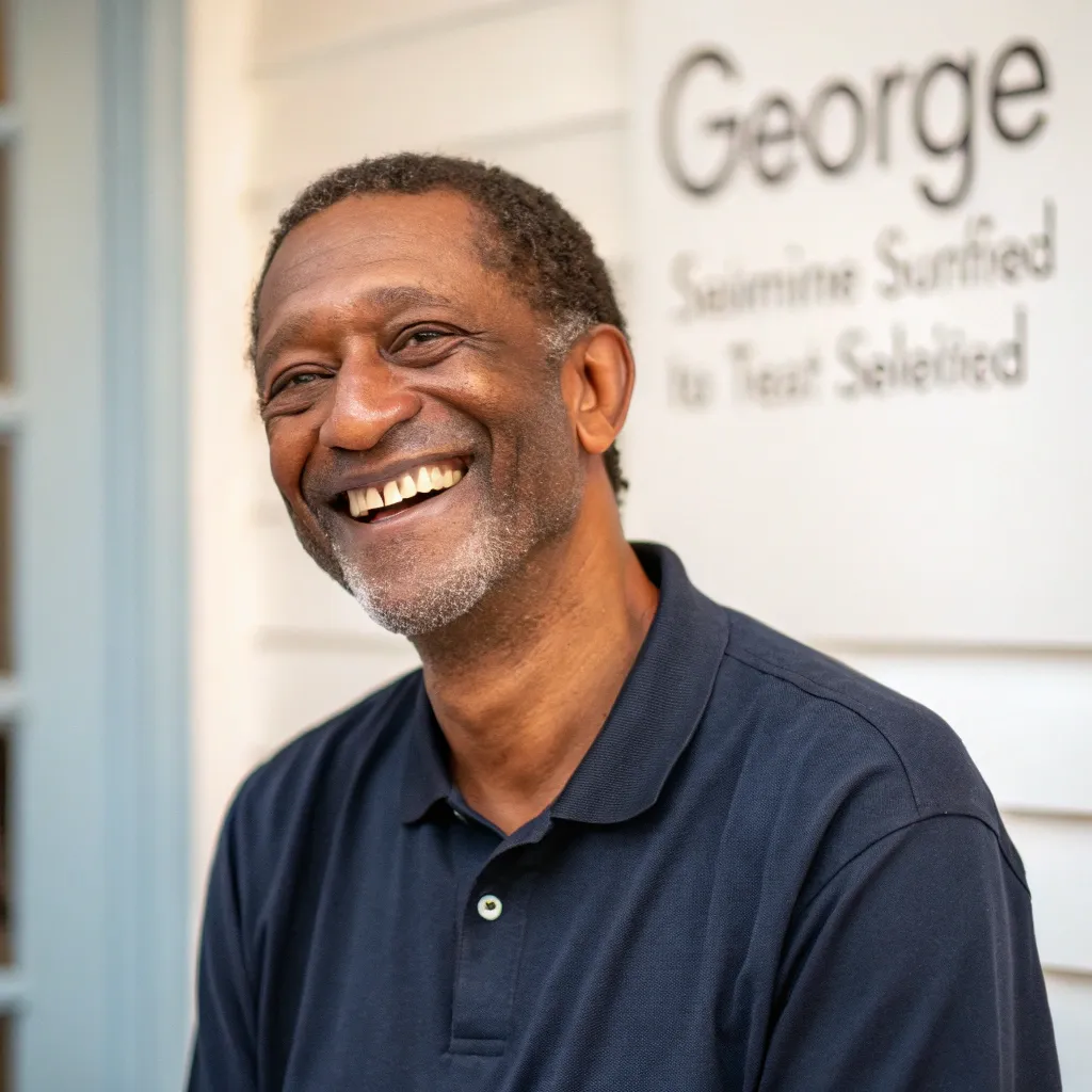 George, a satisfied customer, smiling